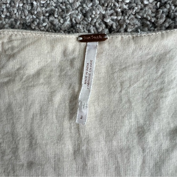 Free People Jasmine Embroidered Bell Sleeve Cream Mini Boho Dress, Size 2 - Picture 5 of 11